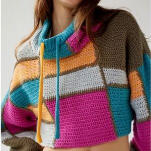 Urban Outfitters BDG Haven funnel patchwork cropped sweater
